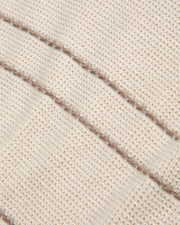 johnny collar sweater polo, Light Brown Stripe view 2