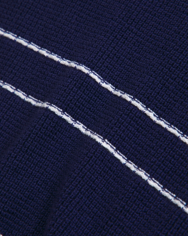 johnny collar sweater polo, Navy Stripe view 2