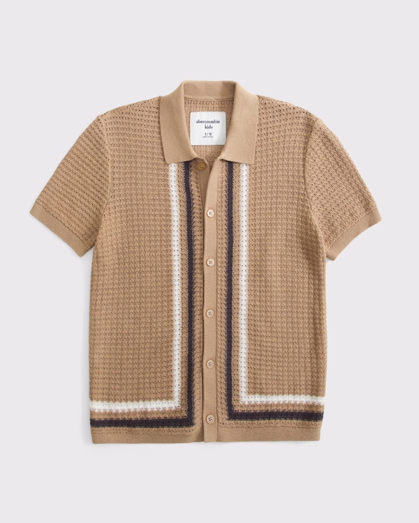 button-through sweater polo, Brown view 1