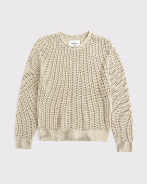 rib roll neck crew sweater, Taupe view 1
