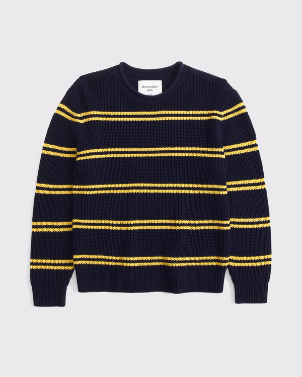 rib roll neck crew sweater, Navy Pattern view 2