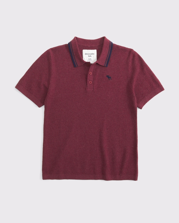 icon 3-button sweater polo, Burgundy view 1