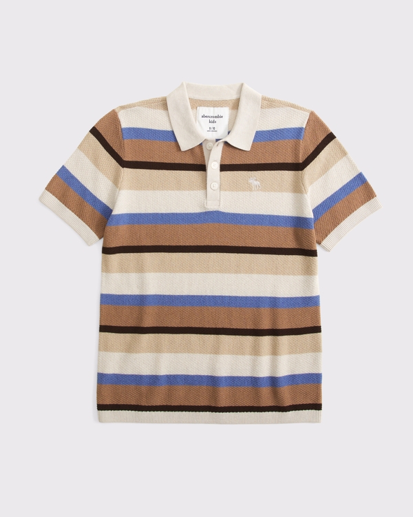 3-button sweater polo, Light Brown Pattern view 1