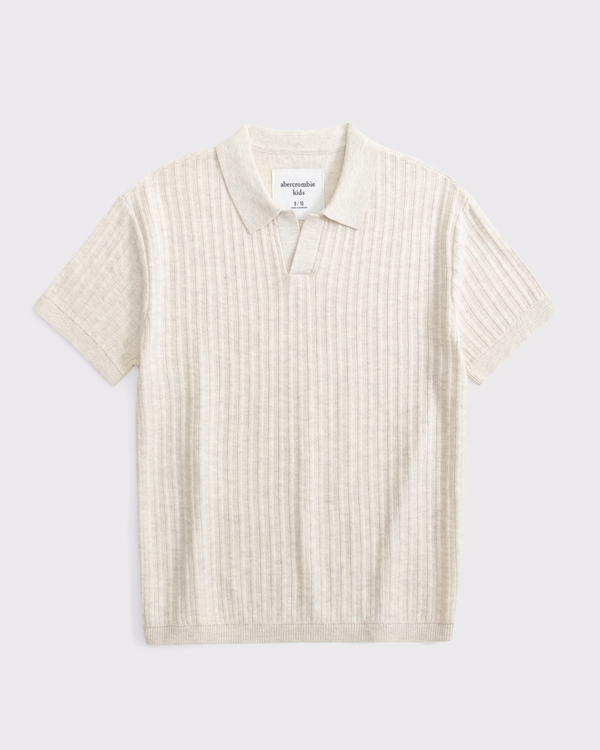 short-sleeve johnny collar sweater, Cream view 1