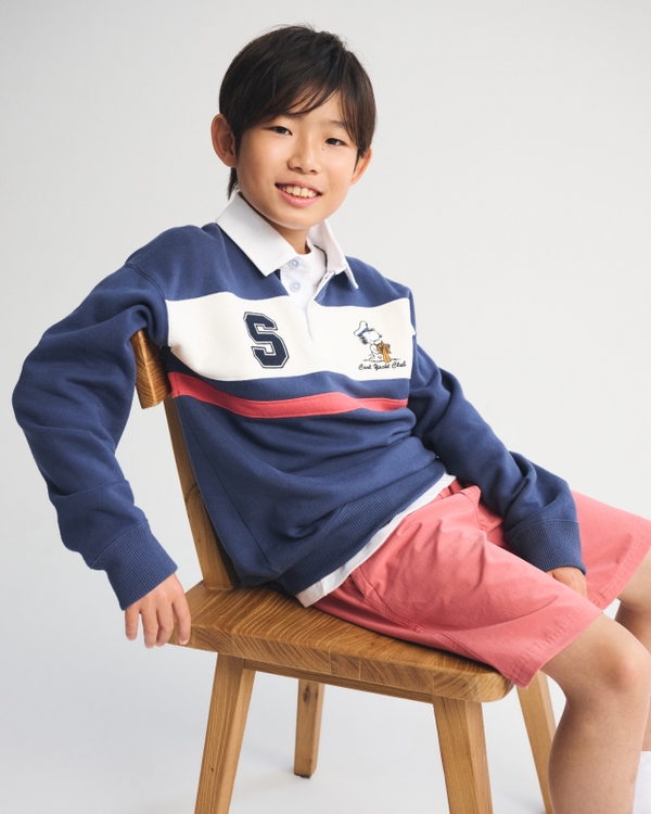 peanuts long-sleeve rugby polo, Nautical Blue view 1
