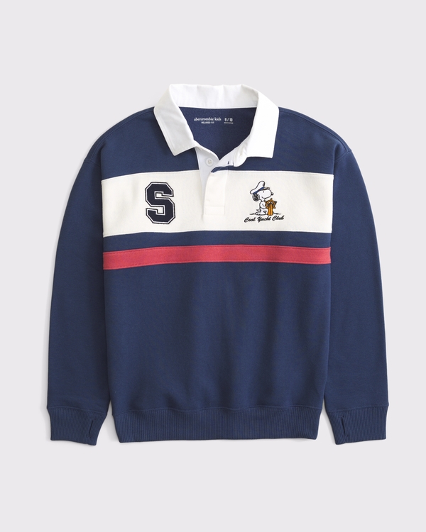 peanuts long-sleeve rugby polo, Nautical Blue view 2