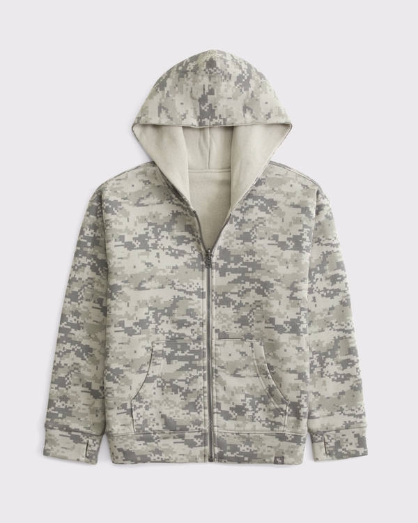 reversible logo full-zip hoodie, Brown Pattern view 2