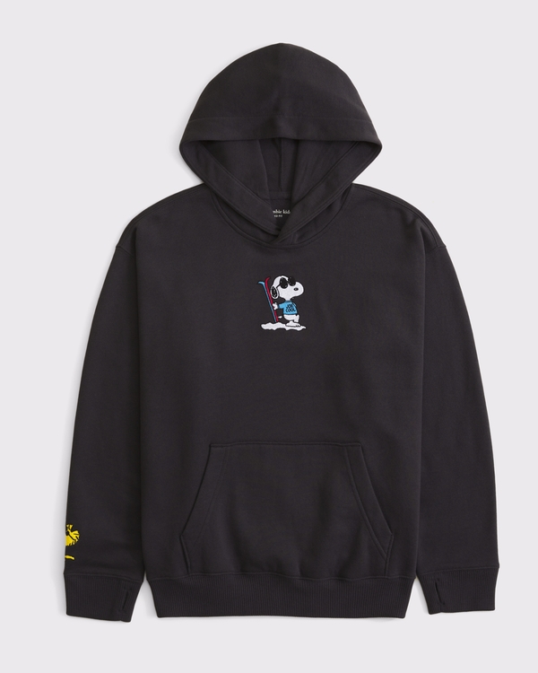 snoopy graphic popover hoodie, Charcoal view 1