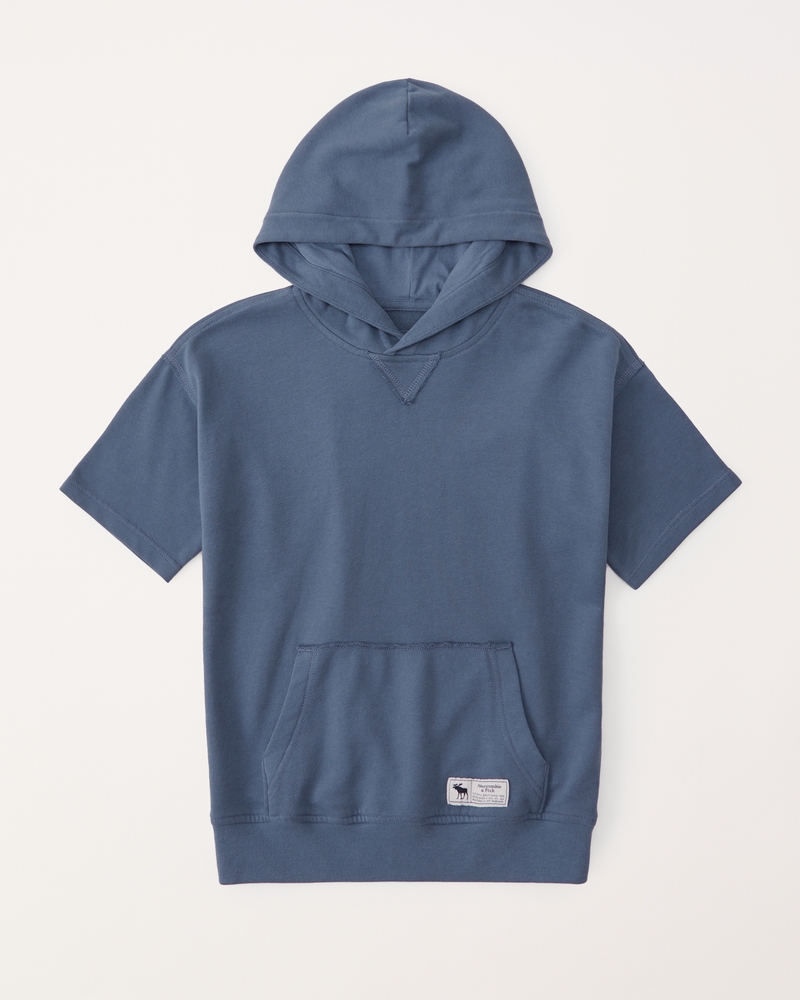 Navy blue outlet short sleeve hoodie