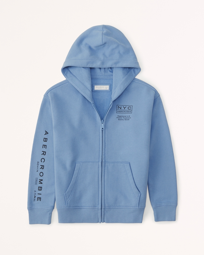 boys print logo full-zip hoodie | boys clearance | Abercrombie.com