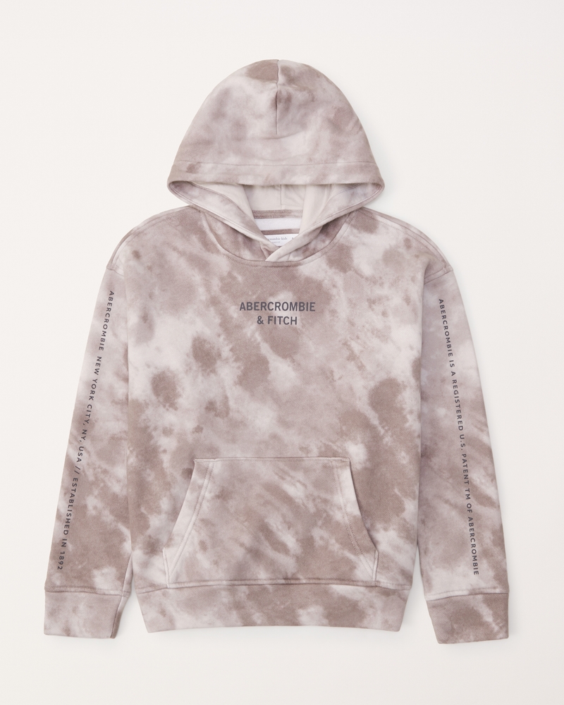 tie dye print logo popover hoodie