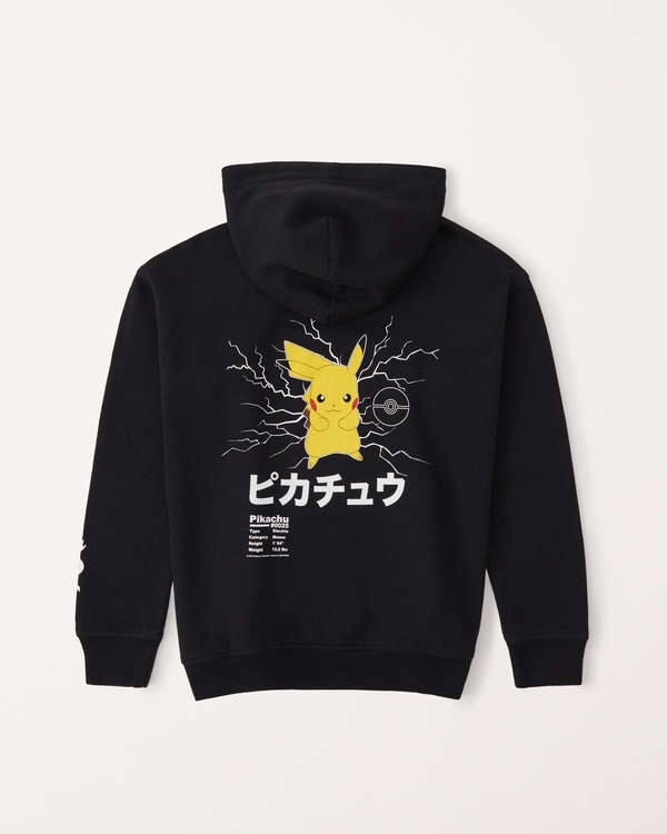 pikachu graphic popover hoodie, Black