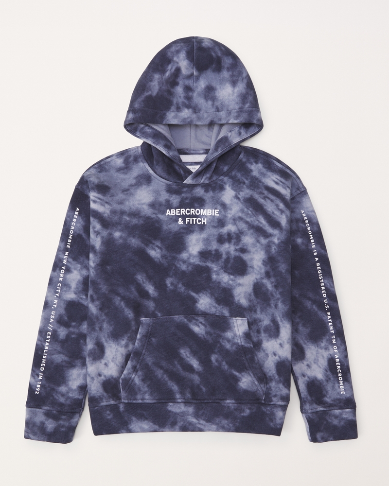 tie dye print logo popover hoodie