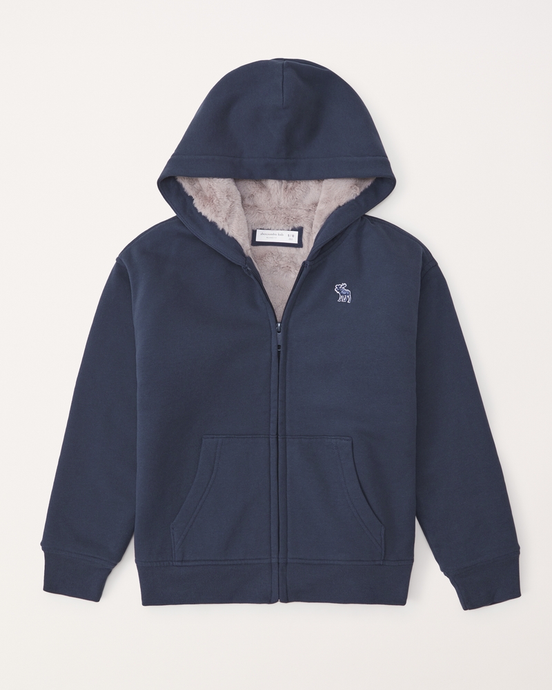 Faux Fur-Lined Full-Zip Hoodie