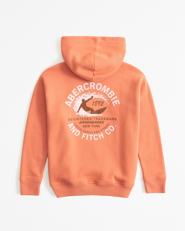 print graphic logo popover hoodie