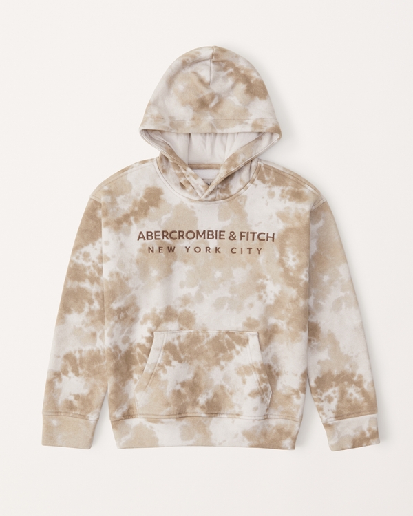 tie-dye embroidered logo popover hoodie