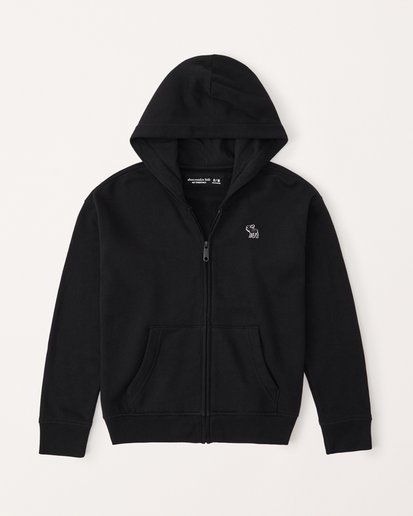essential icon full-zip hoodie, Black