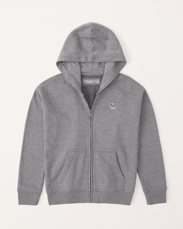 essential icon full-zip hoodie, Grey