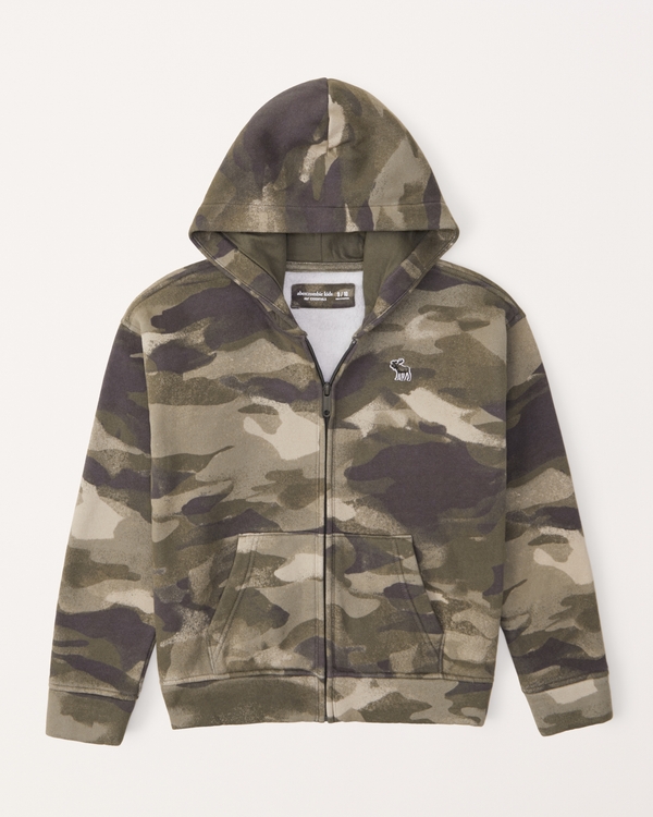 essential icon full-zip hoodie, Camo