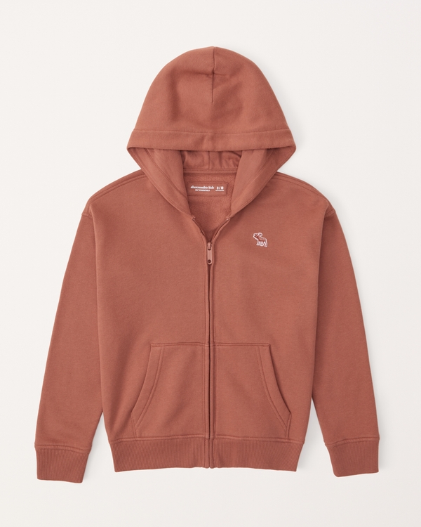 essential icon full-zip hoodie, Dark Orange
