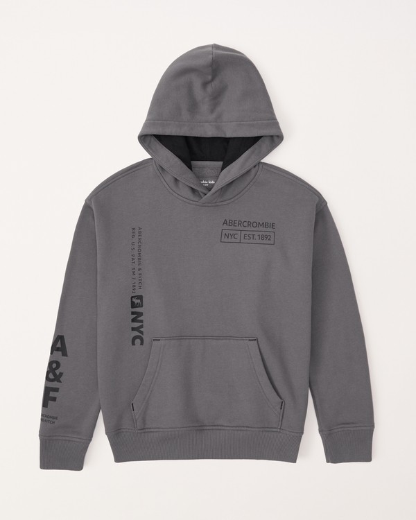 print logo popover hoodie