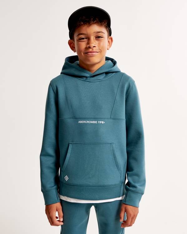 ypb neoknit active logo popover hoodie, Teal