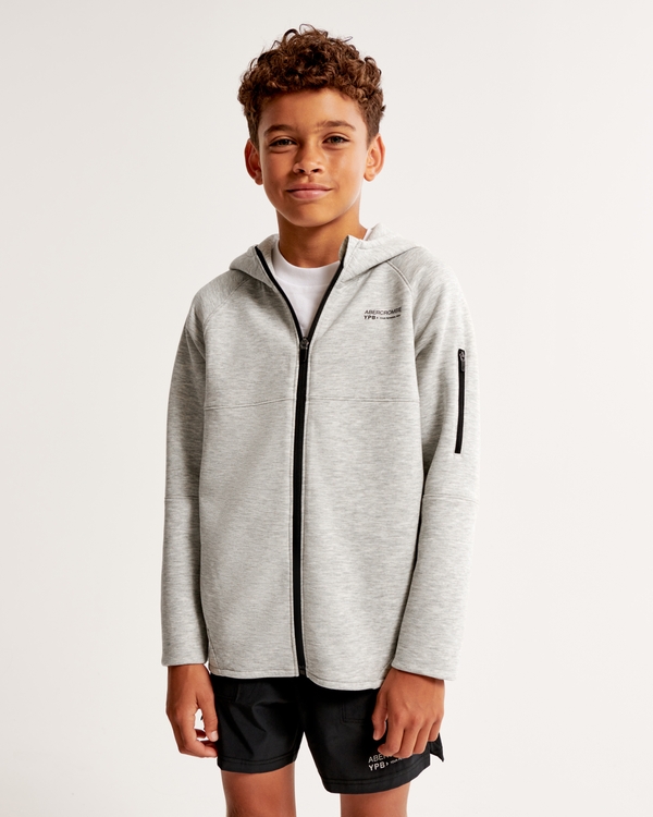 ypb neoknit active logo full-zip hoodie, Grey