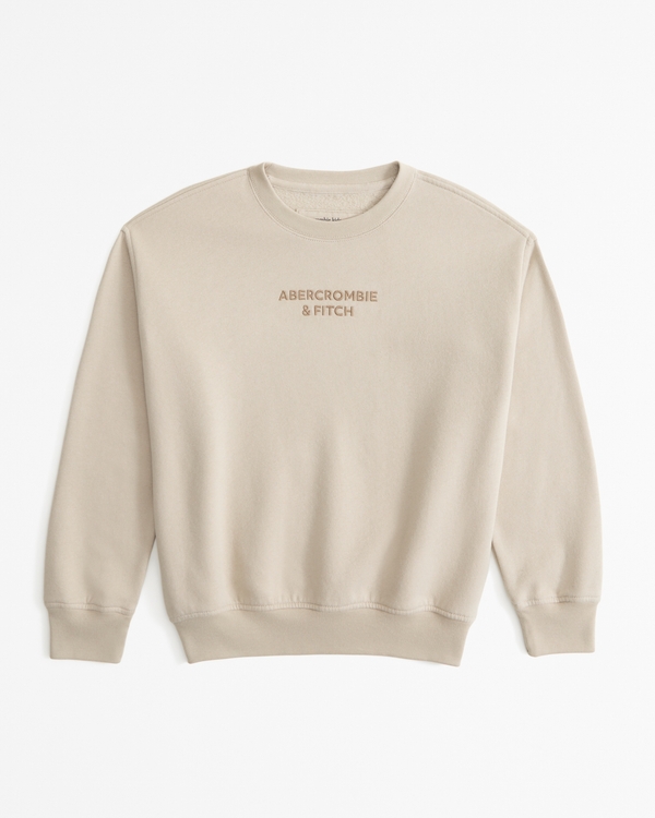 logo crew sweatshirt, Tan