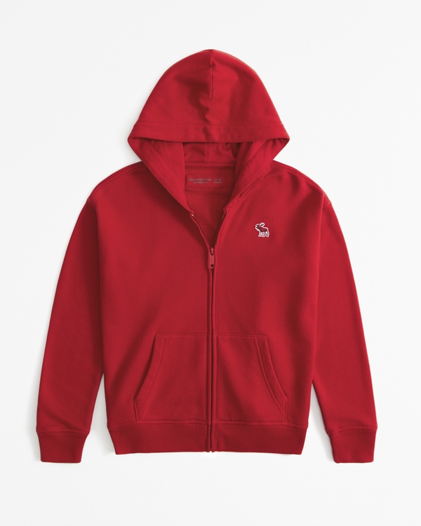 essential icon full-zip hoodie, Red