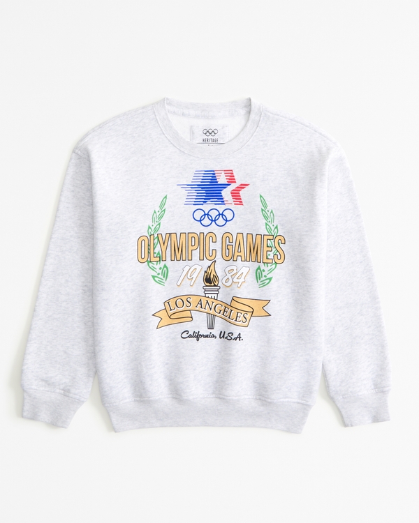 olympics graphic crew sweatshirt, Light Grey