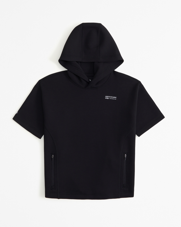 ypb neoknit short-sleeve popover hoodie, Black