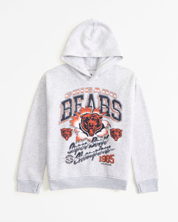 chicago bears graphic popover hoodie, Light Gray - Bears view 1
