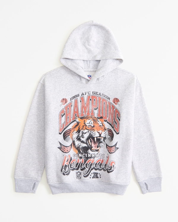cincinnati bengals graphic popover hoodie, Light Gray - Bengals view 1