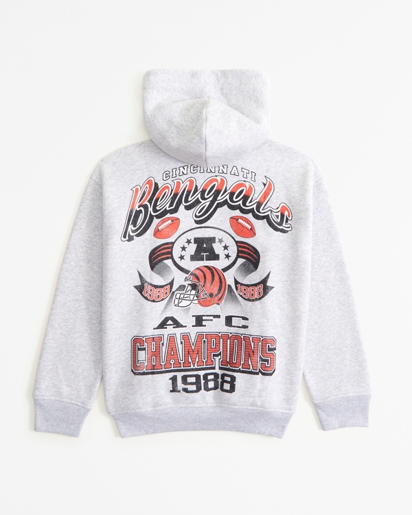 cincinnati bengals graphic popover hoodie, Light Gray - Bengals view 2