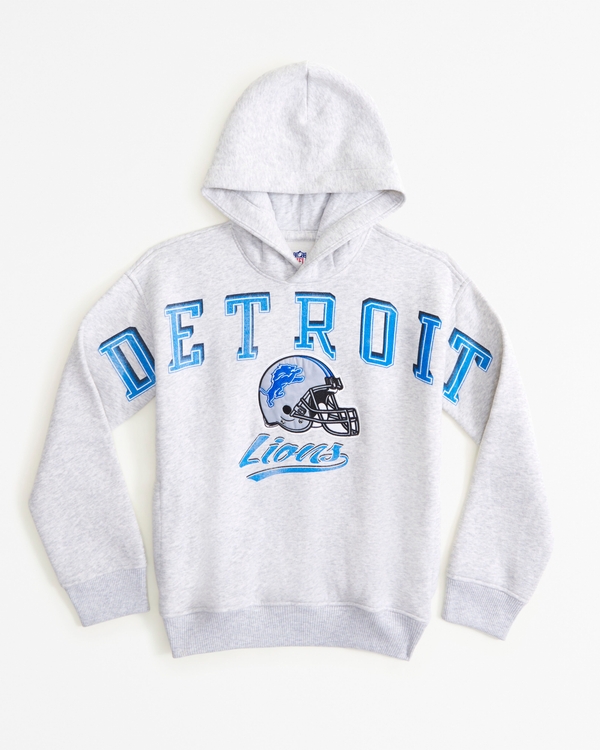 detroit lions graphic popover hoodie, Light Gray