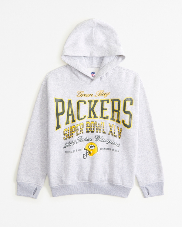 green bay packers graphic popover hoodie, Light Gray - Packers view 1
