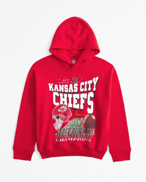 kansas city chiefs graphic popover hoodie, Red