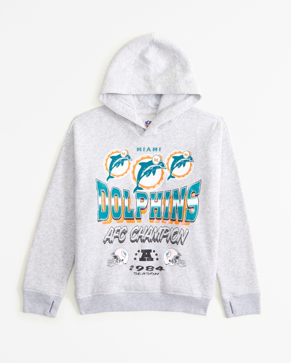 miami dolphins graphic popover hoodie, Light Gray