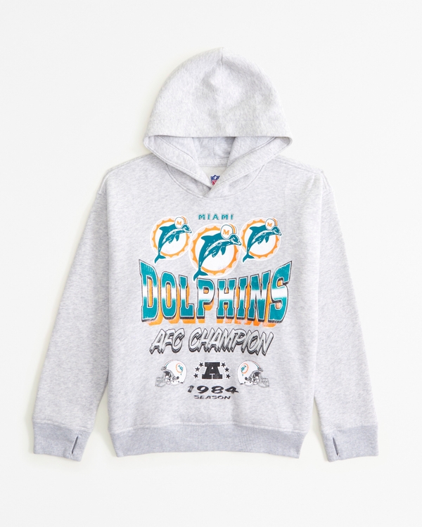 miami dolphins graphic popover hoodie, Light Gray - Dolphins view 1