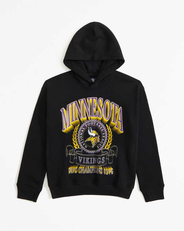 minnesota vikings graphic popover hoodie, Black