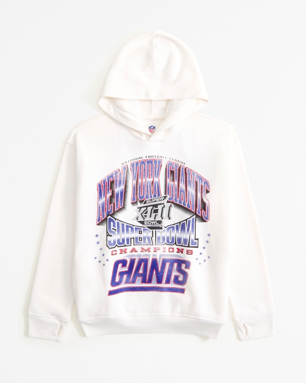 new york giants graphic popover hoodie, Cream