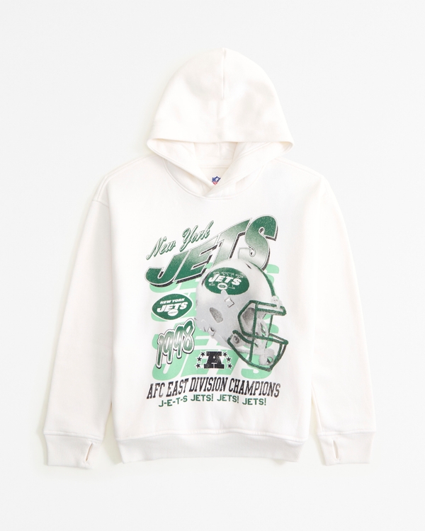 new york jets graphic popover hoodie, Cream