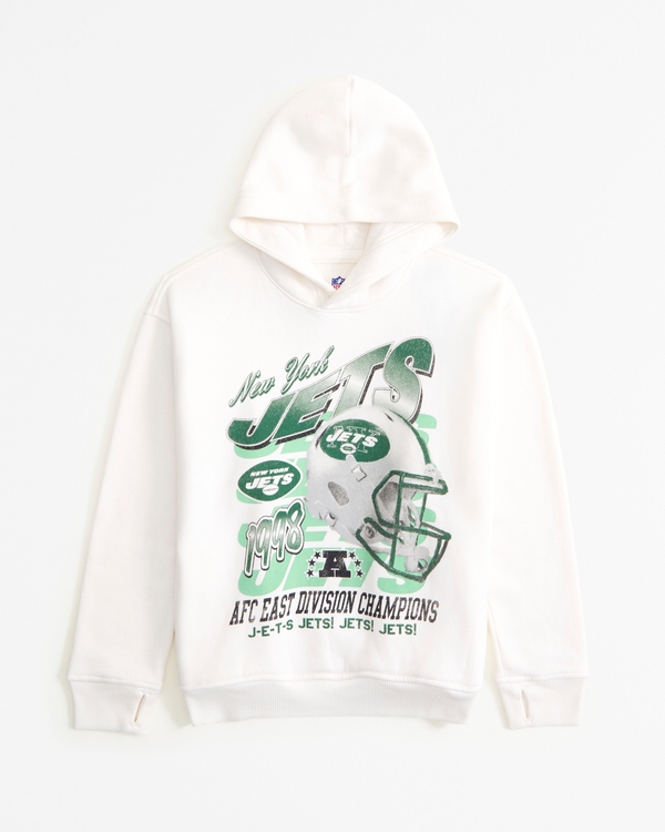 new york jets graphic popover hoodie, Cream - Jets view 1