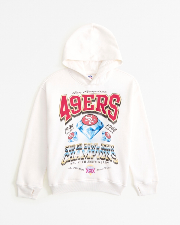 san francisco 49ers graphic popover hoodie, Cream