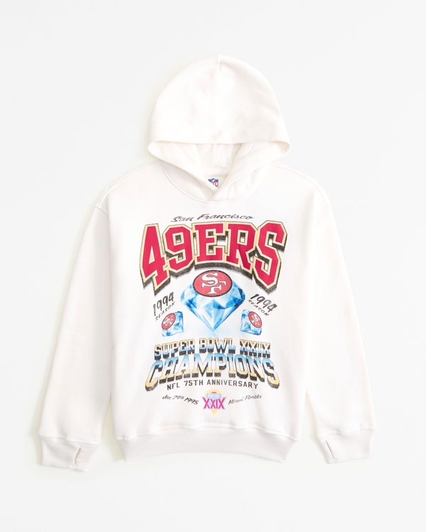 san francisco 49ers graphic popover hoodie, Cream - 49ers view 1