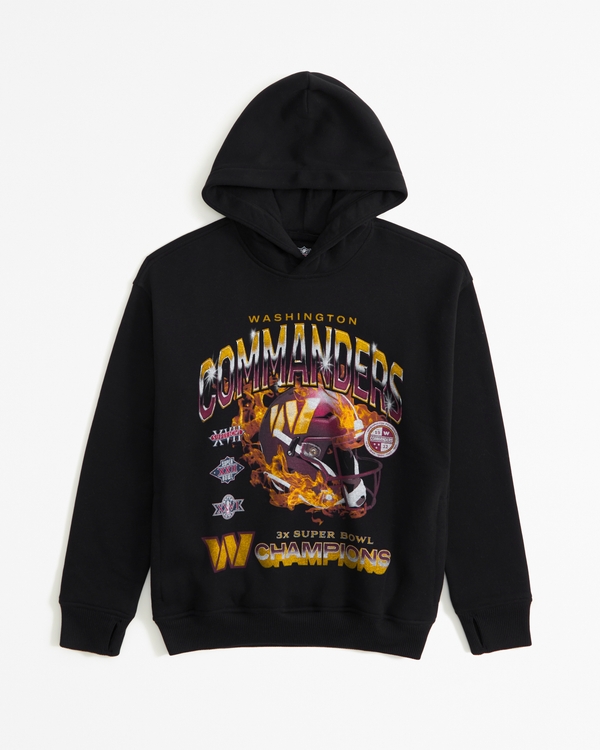 washington commanders graphic popover hoodie, Black