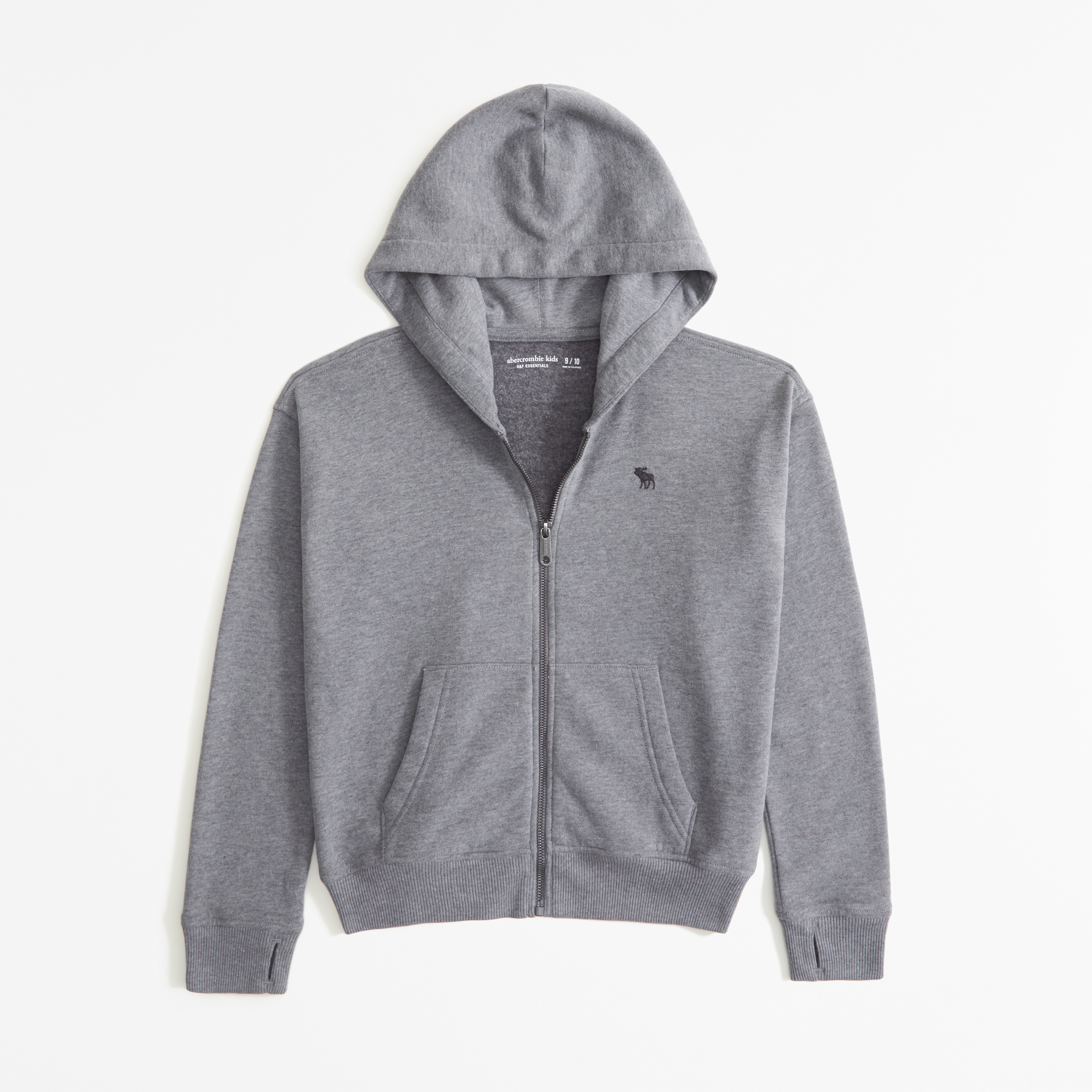 Abercrombie & Fitch Kids' Essential Icon Full-zip Hoodie In Gray
