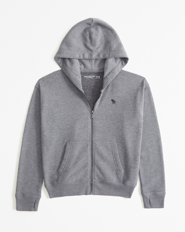 essential icon full-zip hoodie, Grey