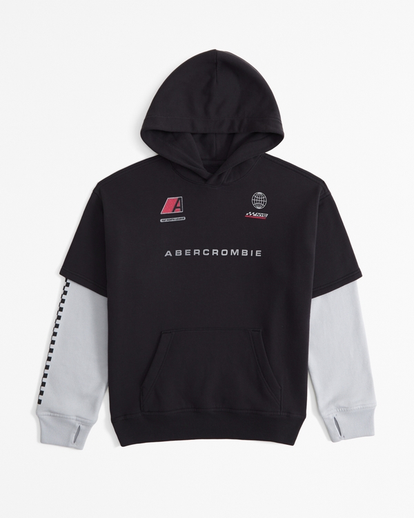 graphic logo twofer hoodie, Dark Gray view 1