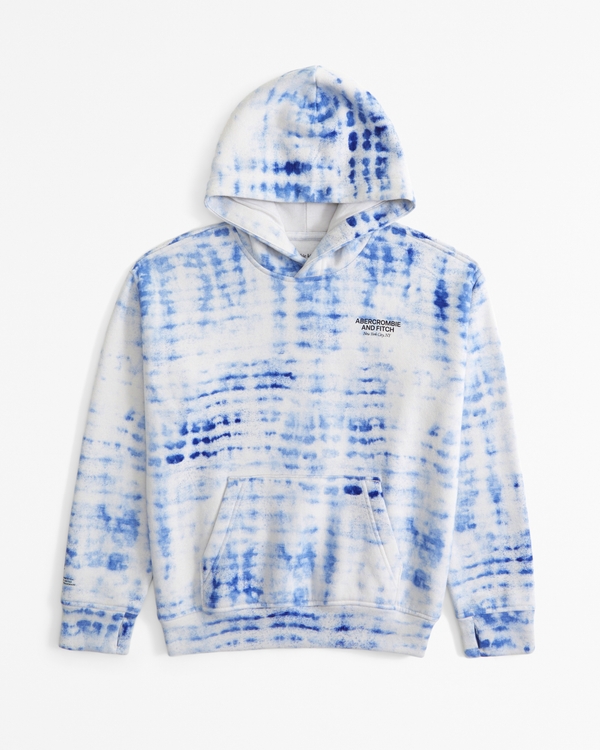 tie-dye logo popover hoodie, Blue Pattern